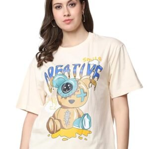 Fabflee Pure Cotton Tshirt for Women |Trendy Tees |Casual Loose Korean T-Shirt