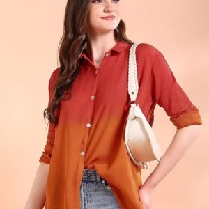 Maaesa Tie-Dye Crepe Loose Fit Shirt