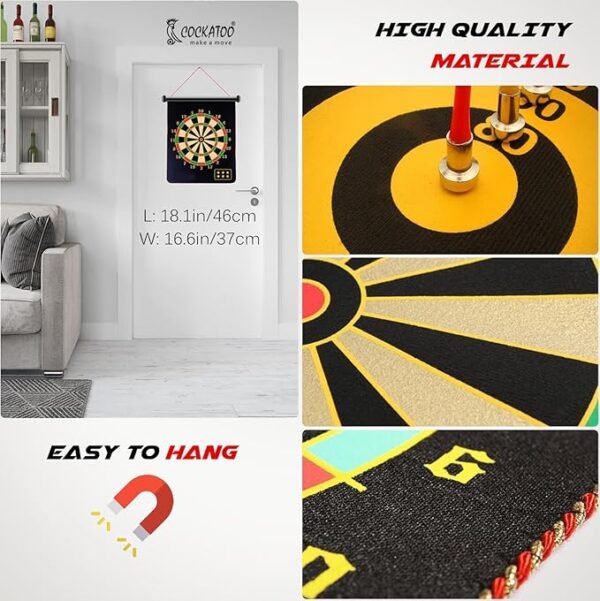 Cockatoo Dual-Sided Magnetic Dartboard – 12 Inch Black | Safe, Non-Pointed Darts for Kids and Adults | Includes 4 Magnetic Darts for Fun, Family-Friendly Play - Image 4