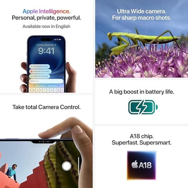 iPhone 16 128 GB: 5G Mobile Phone with Camera Control, A18 Chip and a Big Boost in Battery Life. Works with AirPods; Black - Image 6