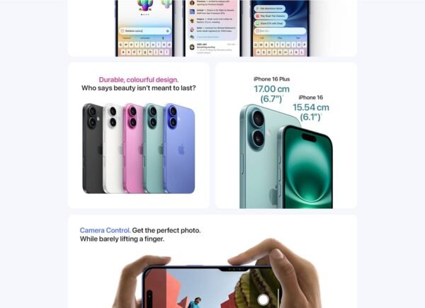 iPhone 16 128 GB: 5G Mobile Phone with Camera Control, A18 Chip and a Big Boost in Battery Life. Works with AirPods; Black - Image 8